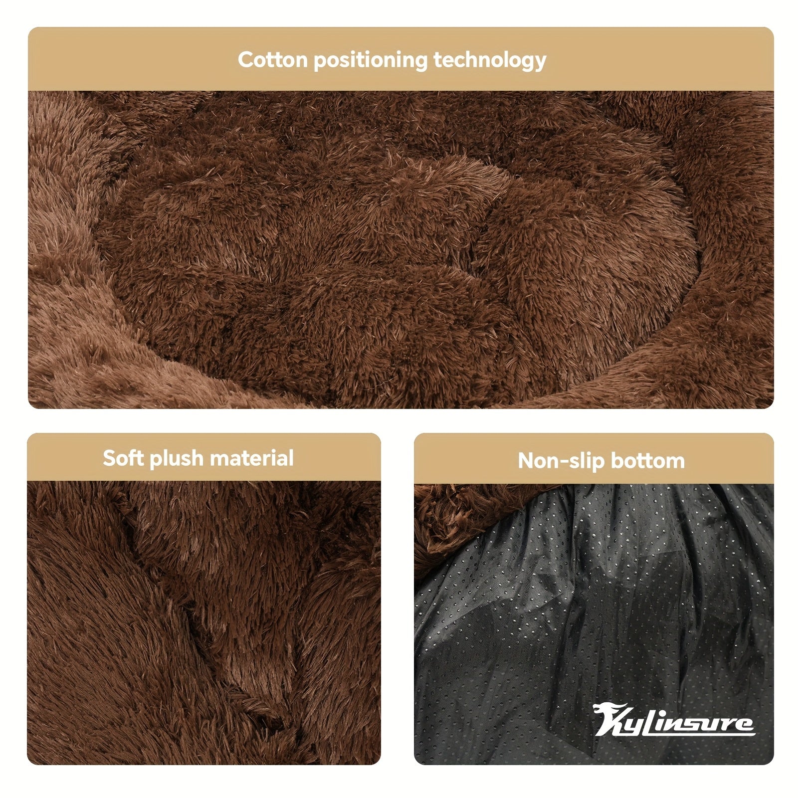 Warm And Comfortable Soft Dog Round Mattress - Coffee Colored - Cute Bear Paw Shaped Dog Bed And Cat Bed - Calm Donut Pet Bed - Plush Dog And Cat Cushion Bed With A Pet Scarf