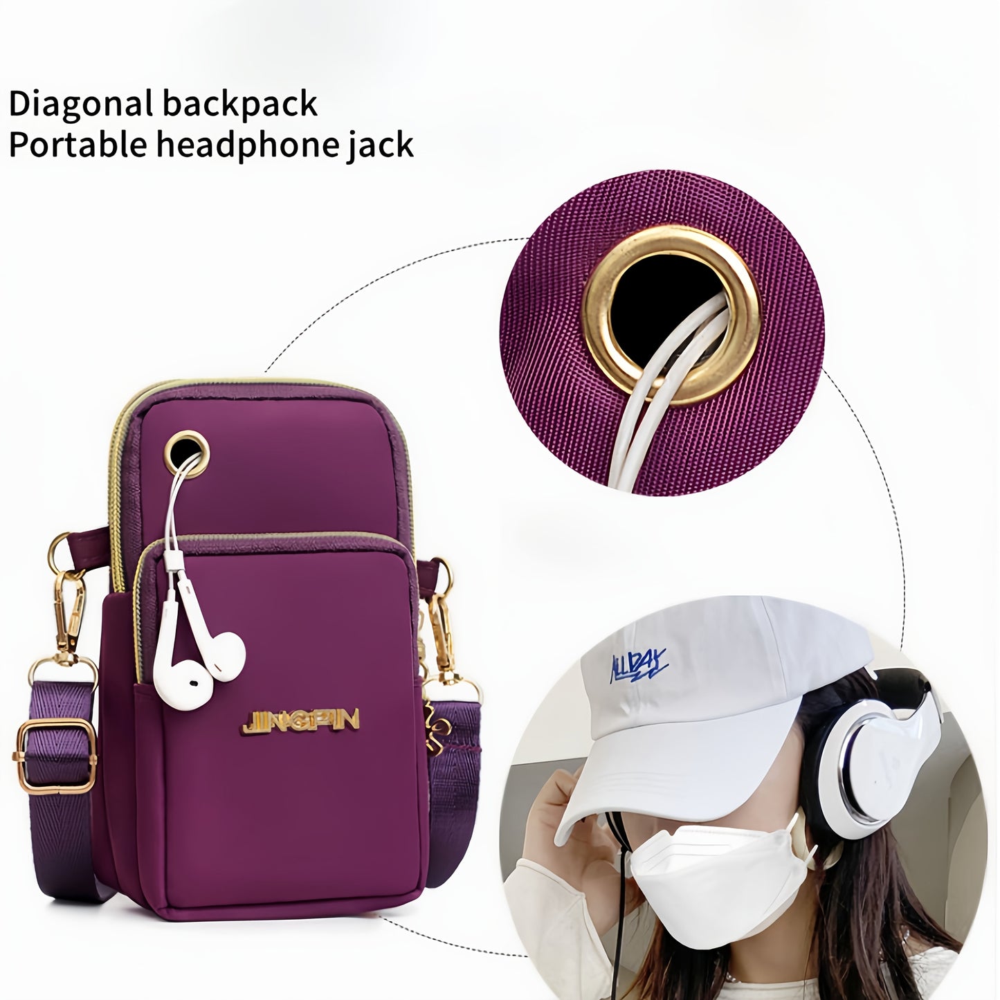 Fashionable nylon crossbody bag, adjustable shoulder strap, portable wrist wallet and card bag, multifunctional shoulder bag suitable for daily use, durable and wear-resistant Women's handbag