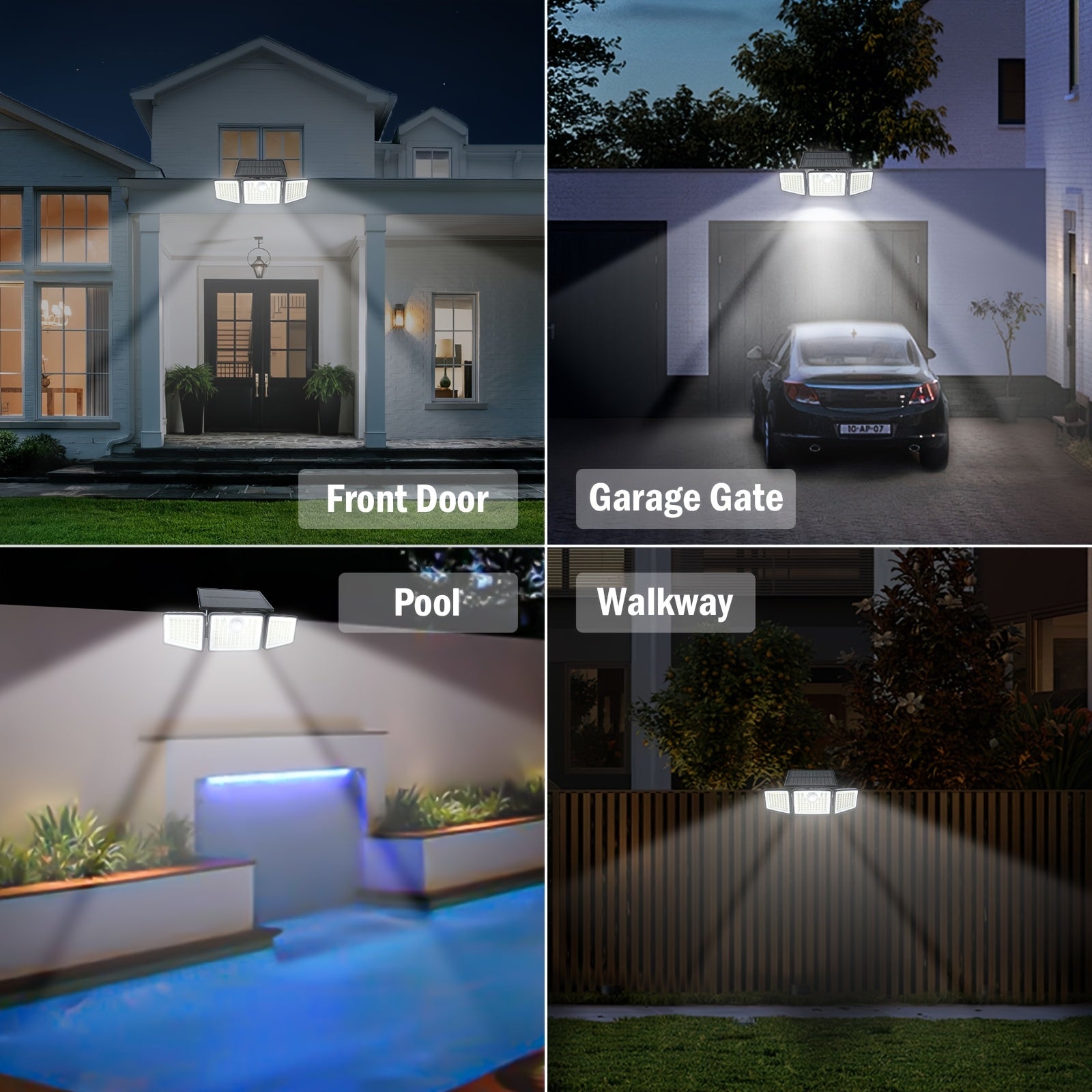 2500 Lm Solar Lights for Outdoors with Motion Sensor | 3- 270° Wide Angle Street Area Lights, IP65 Waterproof, 3 Modes, Remote Control, Suitable for Yard, Patio, Garage, Street, and More