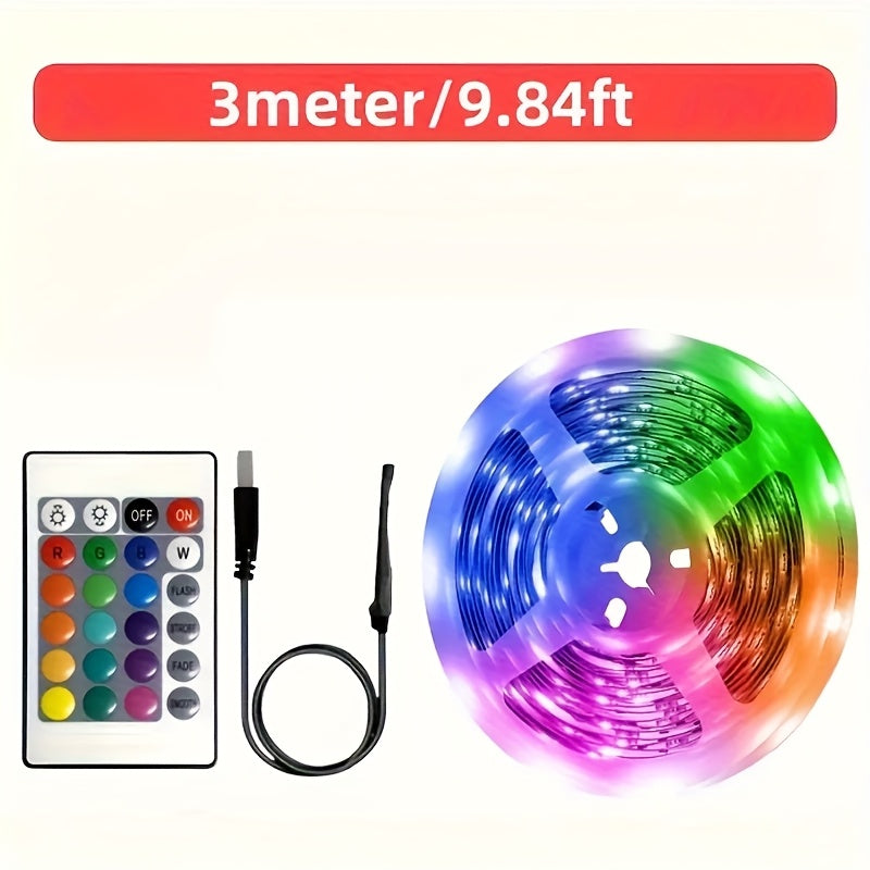 RGB LED Strip Light Set (5V USB) – 24-Key Remote Backlight Strip for TV, PC & Cabinets