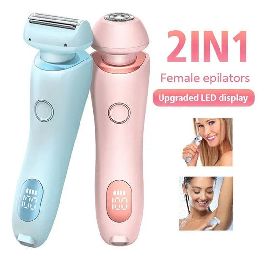 2-in-1 USB Rechargeable Hair Removal Epilator & Trimmer – Women’s Face, Body, Bikini, and Leg Shaver