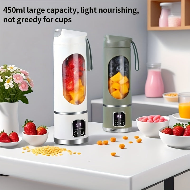 Portable USB Rechargeable Juicer – Handheld Smoothie Blender with LED Display & Ice Crush