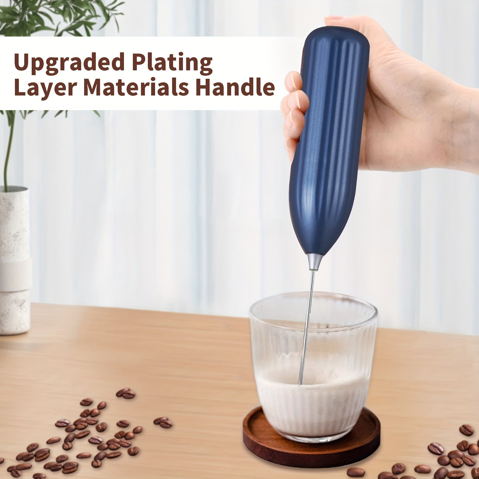Professional Milk Frother & Foam Maker, Handheld Battery-Powered Whisk for Coffee, Latte, Cappuccino, Hot Chocolate, Portable Stainless Steel  Blender with 2 AA Batteries (Not Included) Barista-Grade Tool for Home, Travel & E