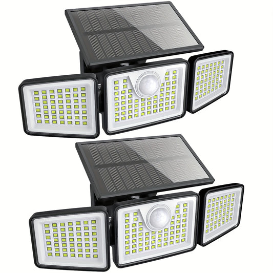2500 Lm Solar Lights for Outdoors with Motion Sensor | 3- 270° Wide Angle Street Area Lights, IP65 Waterproof, 3 Modes, Remote Control, Suitable for Yard, Patio, Garage, Street, and More