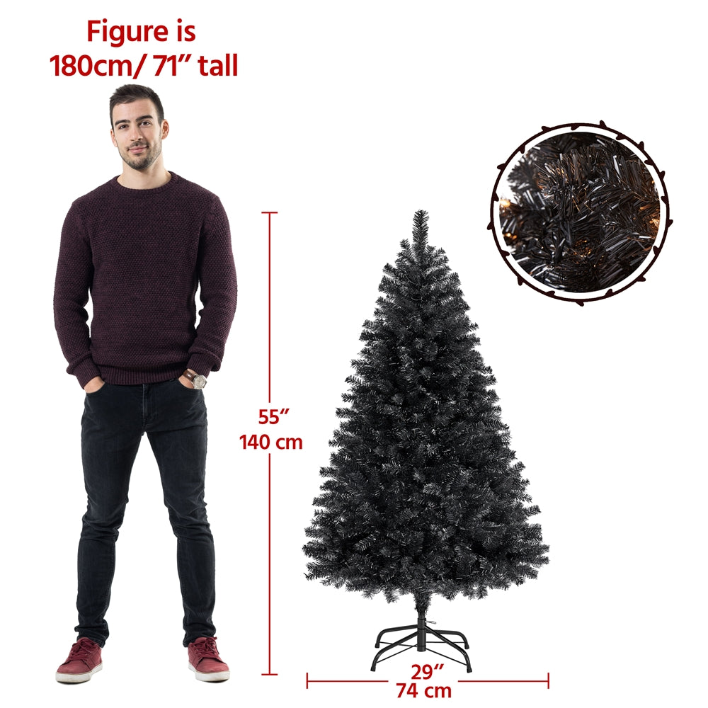 Costoffs 4ft/4.5ft/6ft/7.5ft/9ft/12ft Christmas Tree Hinged Prelighted Pine Tree for Home Party Holiday Decoration with Lights, Easy Assembly, Metal Hinges & Foldable Base