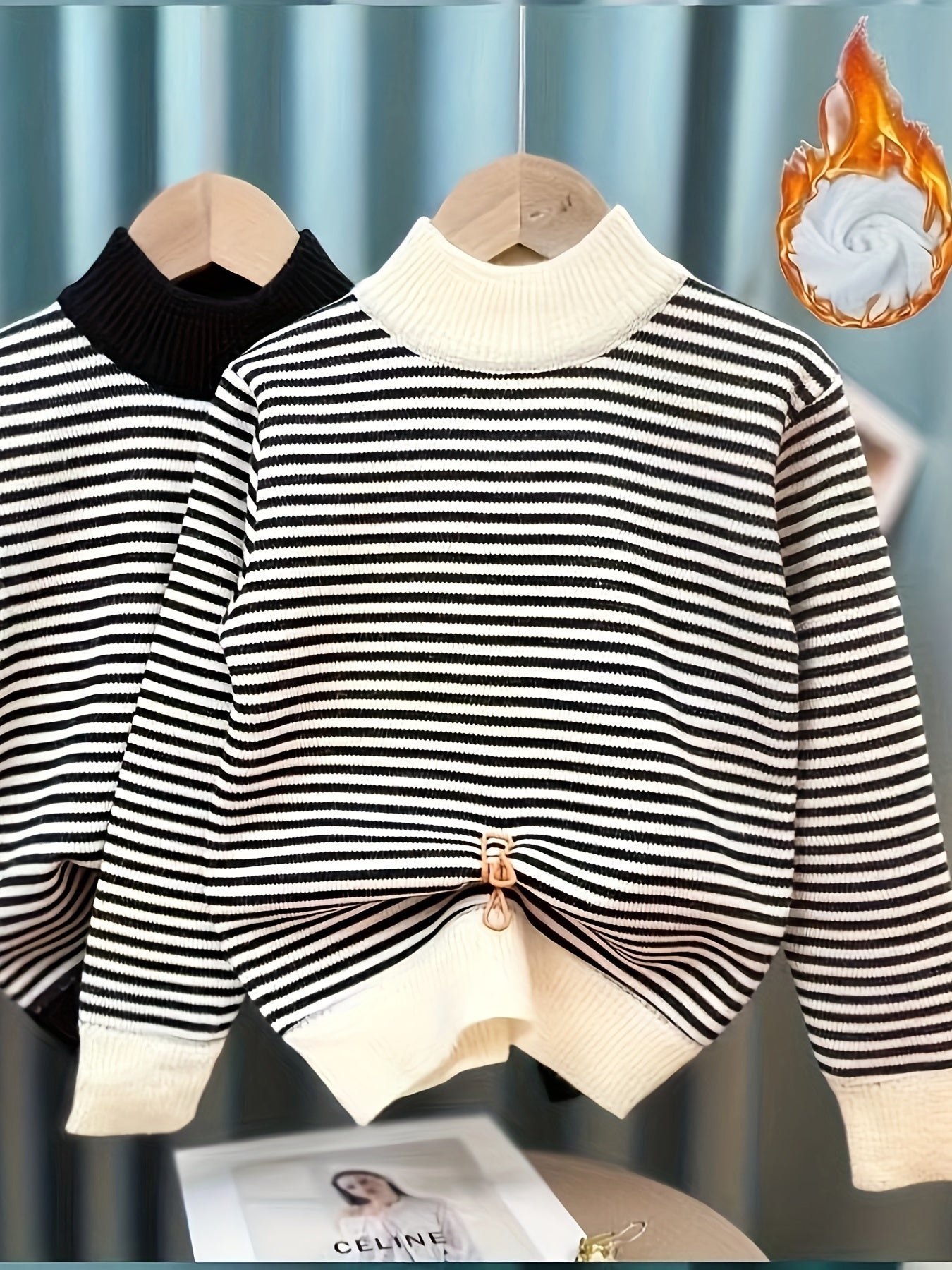 Preppy Style Striped Crew Neck Sweater for Kids - Polyester Blend (94.3% Polyester, 5.7% Elastane) with Slight Stretch - Long Sleeve, Color Block Design - Knit Fabric Spring/Fall Regular Fit Pullover - Cozy & Warm for Ages 12