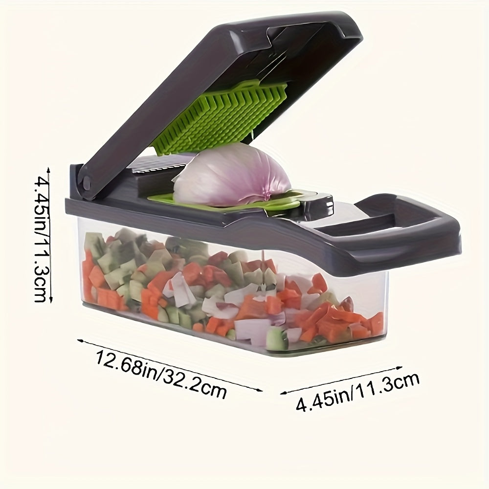 16-In-1 Manual Vegetable Chopper Set with 8 Blades, Container, Peeler And Filter - Easy Meal Preparation, Professional Onion, Carrot And Garlic Slicer, Kitchen Supplies Father Gift