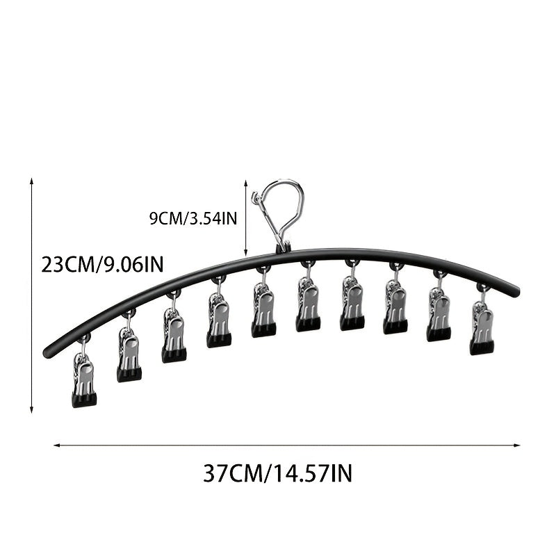 Space-Saving Stainless Steel Hanger With 10 Clips - 6pcs/4pcs/2pcs/1pc - Easy Install - Wall-Mounted Organizer For Cars - Clothes Hangers For Yoga Pants, Leggings& Socks