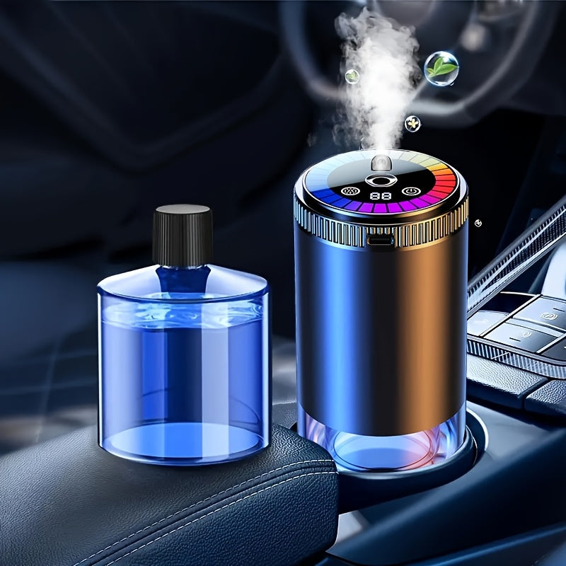 Smart Car Air Freshener with Aromatherapy Features, Featuring a Dynamic Light Display And a Starry Sky Mode. It Uses Natural French Scented Essential Oils Or Perfumes, Allows for Adjustable Fragrance Strength