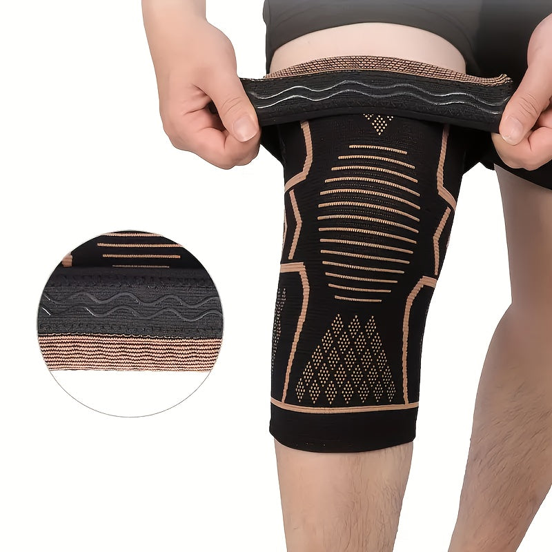 2pcs Copper Compression Fit Knee Sleeves For - High Elastic, Knee Brace For Men & Women, Breathable Knit, Supportive & Elastic, Suitable For Outdoor, Fitness, Various Ball Games, Very Suitable As Gifts