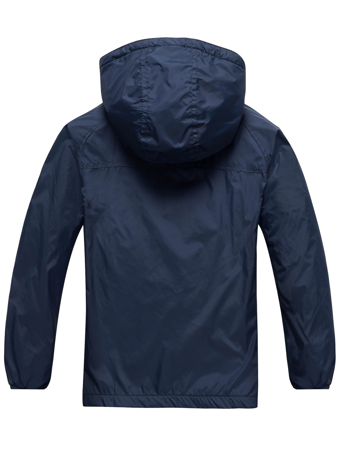 Boys Premium Zip Up Hooded Raincoat - Water-Resistant Windbreaker for Spring.