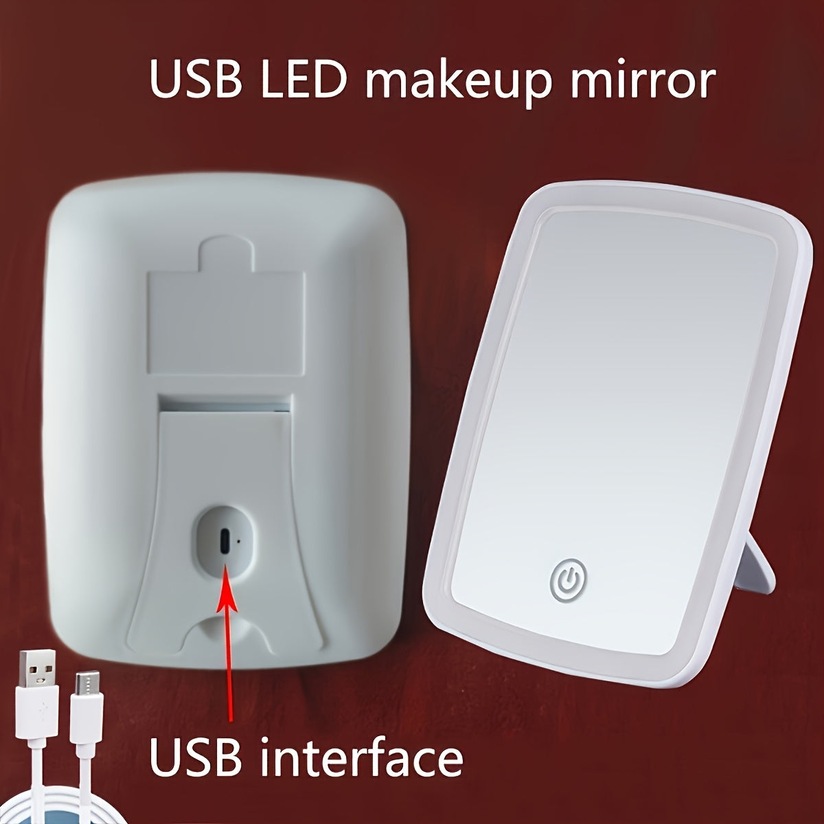LED Makeup Mirror with Touch Sensor, Portable Folding Desktop Cosmetic Mirror, 3 Lighting Modes - White, Daylight and Warm Light, Adjustable Brightness, USB Charging, Compact for Travel, Gift for Ladies, Girls' Makeup Mirror,