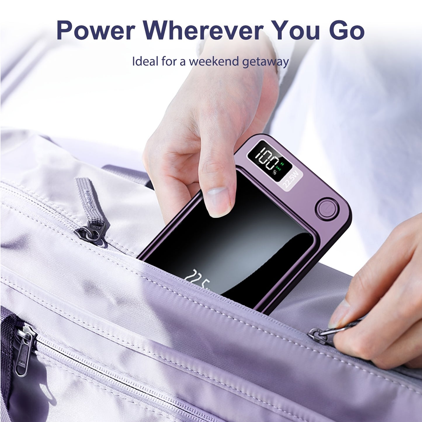 Sunthon Magnetic Wireless Charging Power Bank, 10000/5000mAh Portable Wireless Charger, 22.5W/PD20W Fast Charging Battery Pack, with LED Power Display, 2 Outputs And Dual Input External Battery Pack for iPhone 17/16/15/14/13/