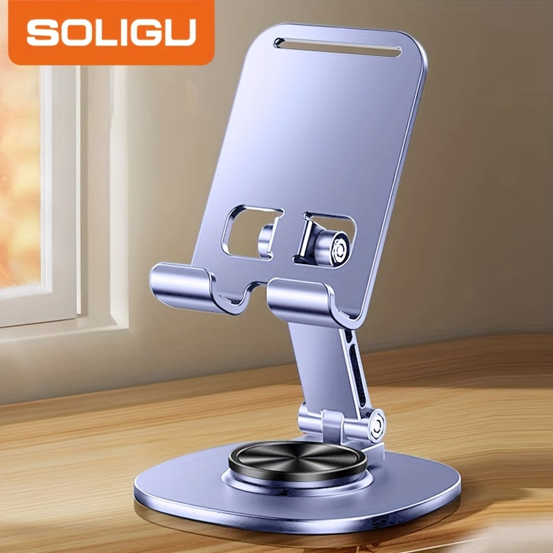 SOLIGU All-Metal Desktop Phone Stand – 360° Rotating Base with Satisfying Mechanical Click Sound