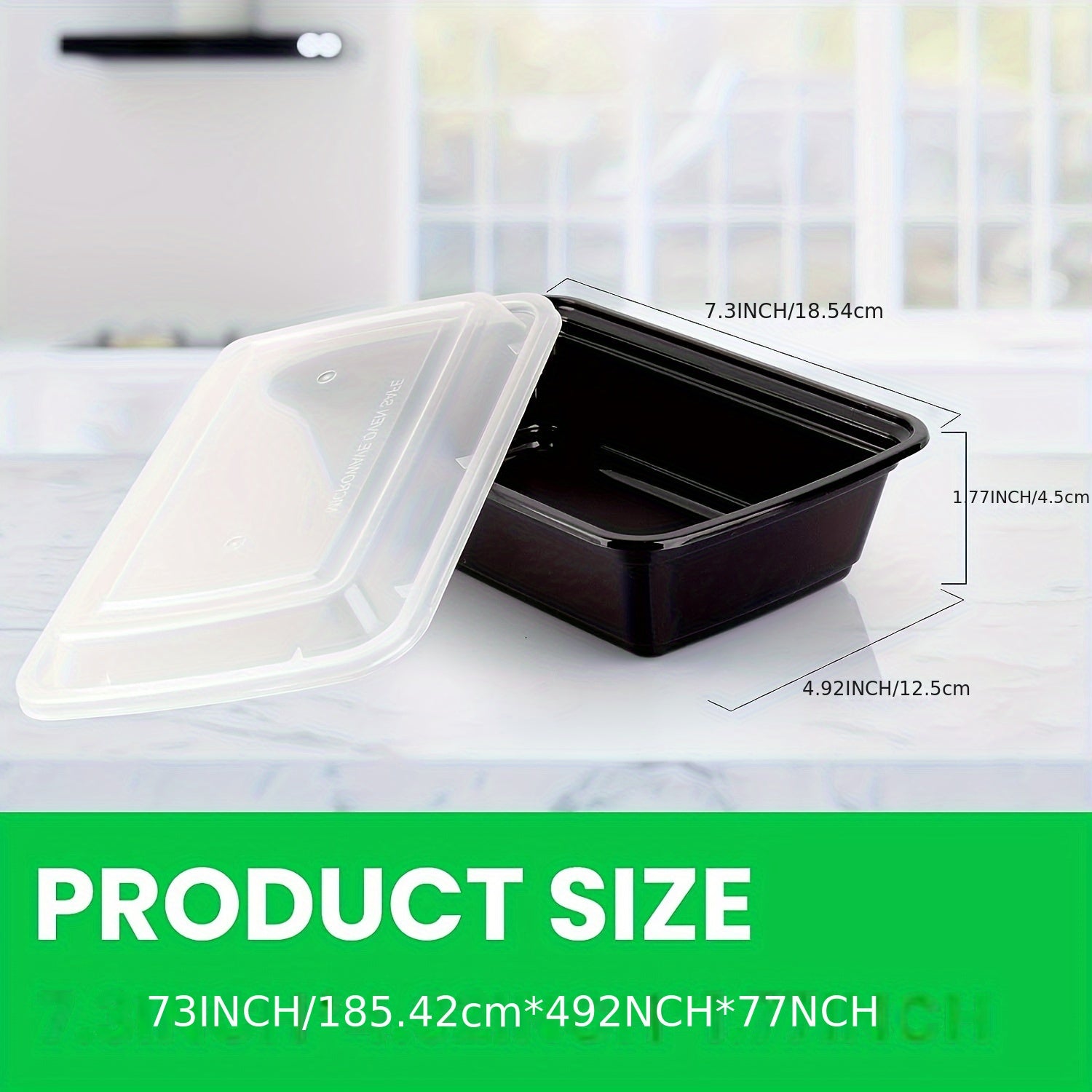 50 Pack 32Oz Meal Prep Plastic Food Storage Containers with Lids Compartment Black Rectangular Reusable Bpa-Free Microwavable Freezer Dishwasher Safe Stackable