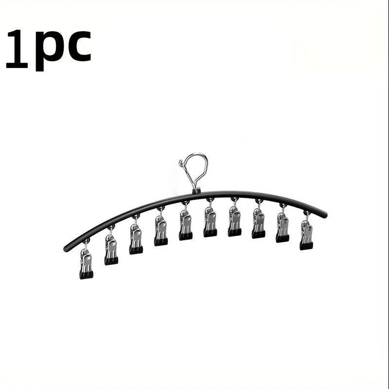 Space-Saving Stainless Steel Hanger With 10 Clips - 6pcs/4pcs/2pcs/1pc - Easy Install - Wall-Mounted Organizer For Cars - Clothes Hangers For Yoga Pants, Leggings& Socks