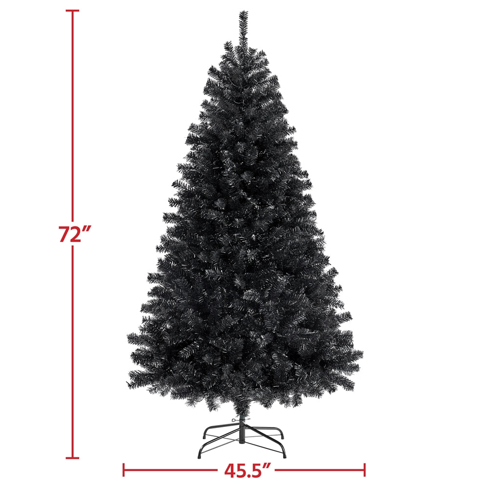 Costoffs 4ft/4.5ft/6ft/7.5ft/9ft/12ft Christmas Tree Hinged Prelighted Pine Tree for Home Party Holiday Decoration with Lights, Easy Assembly, Metal Hinges & Foldable Base