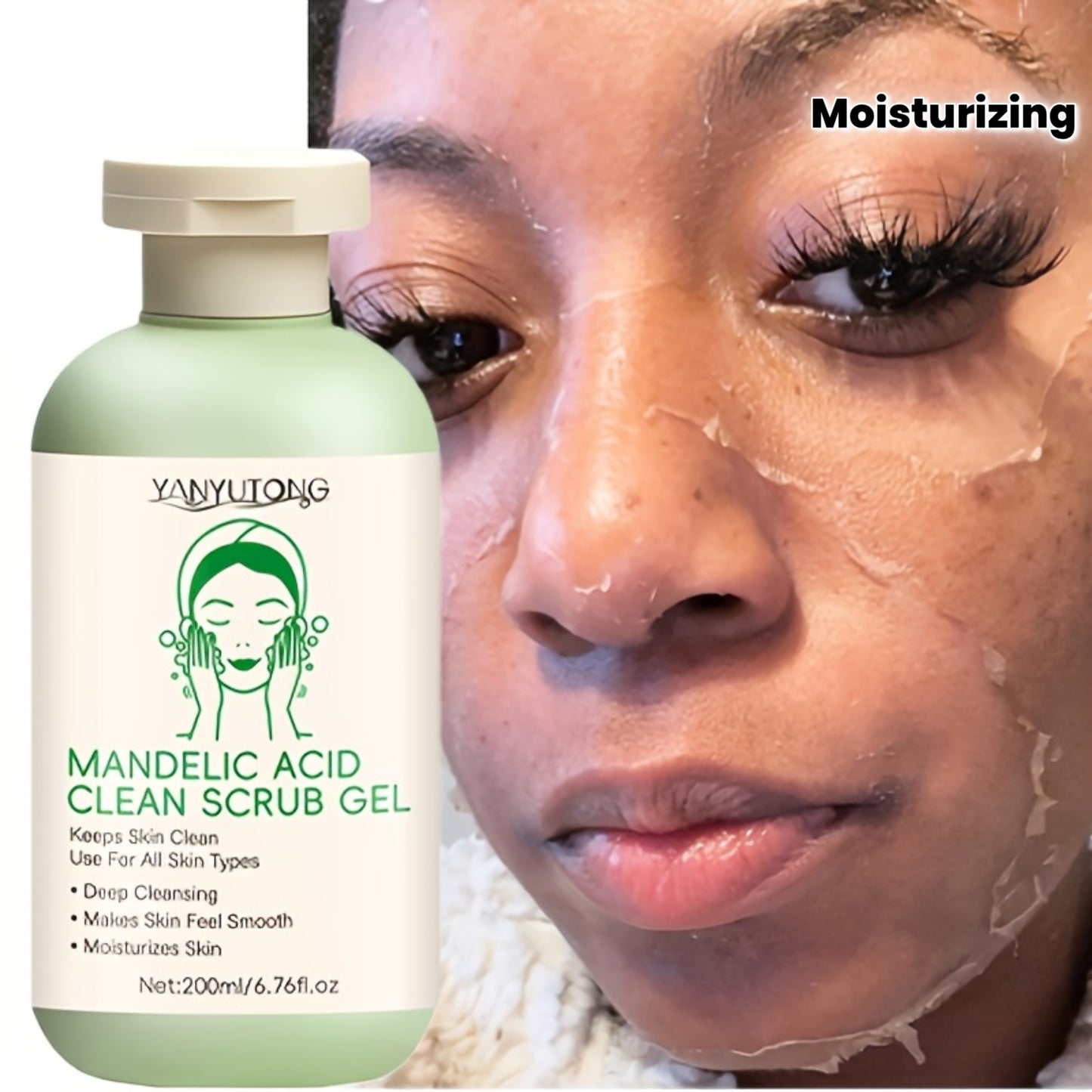 200ml Deep Cleansing Exfoliating Gel, With Mandelic Acid - Aloe Vera And Rose Extract, Long-lasting Moisturizing To Clean Pores, Exfoliating Gel For Face And Body, Suitable For Daily Use