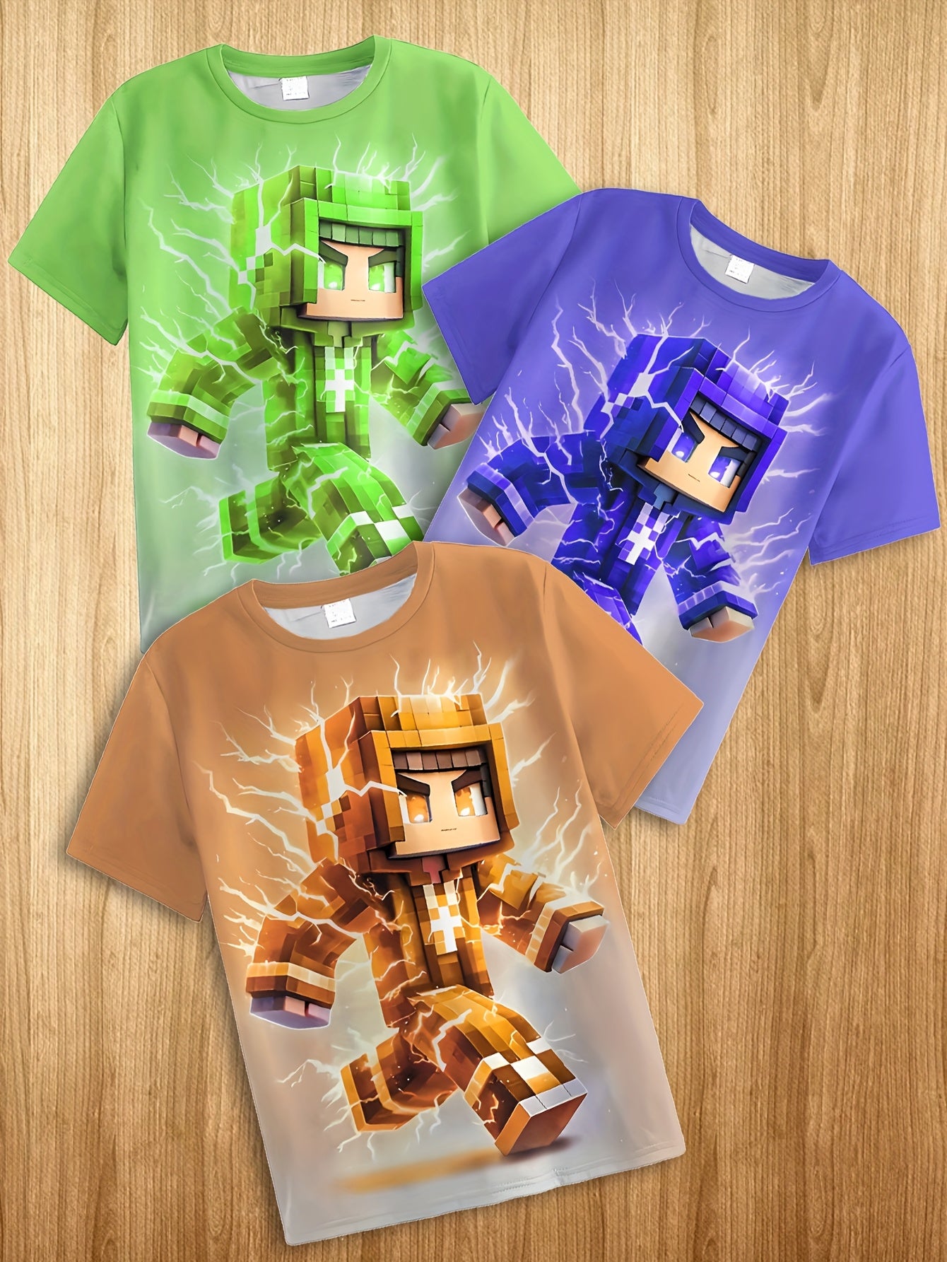 Multi-Pack Cartoon Robot Novelty Fashion T-Shirts, Short Sleeve Tees for Spring/Summer/Autumn