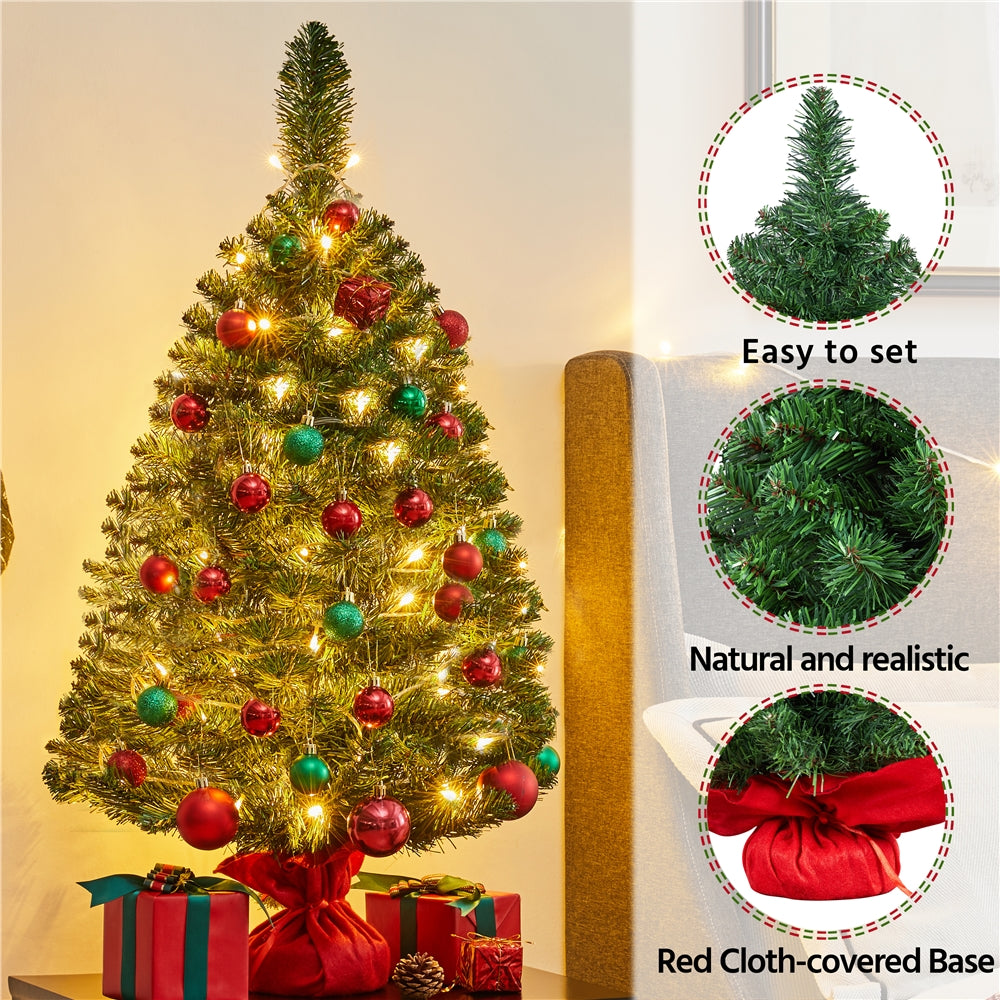 Costoffs 2ft/3ft Christmas Tree, Artificial Small Christmas Tree with PVC Branch Tips, Green Xmas Tree for Home, Office Decoration