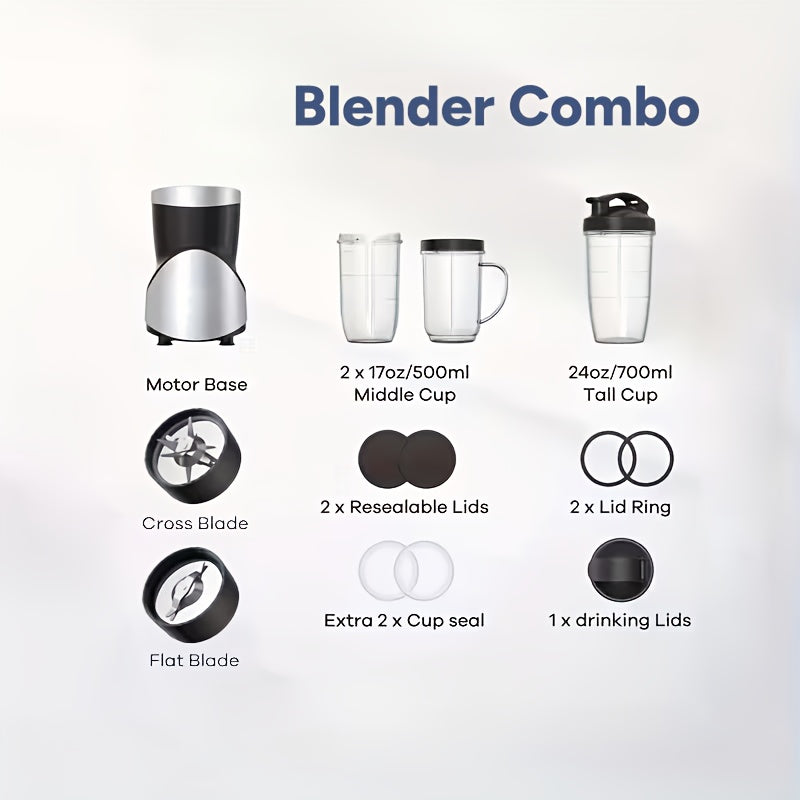 900W Power Smoothie Juicer, Protein Shake & Smoothie Blender, 15pcs Grinding All-in-One Machine, 4 Portable Cups Included, BPA-Free, Ideal For Fitness Drinks & Winter Use, Nutritional Recipes, Durable Kitchen Gift