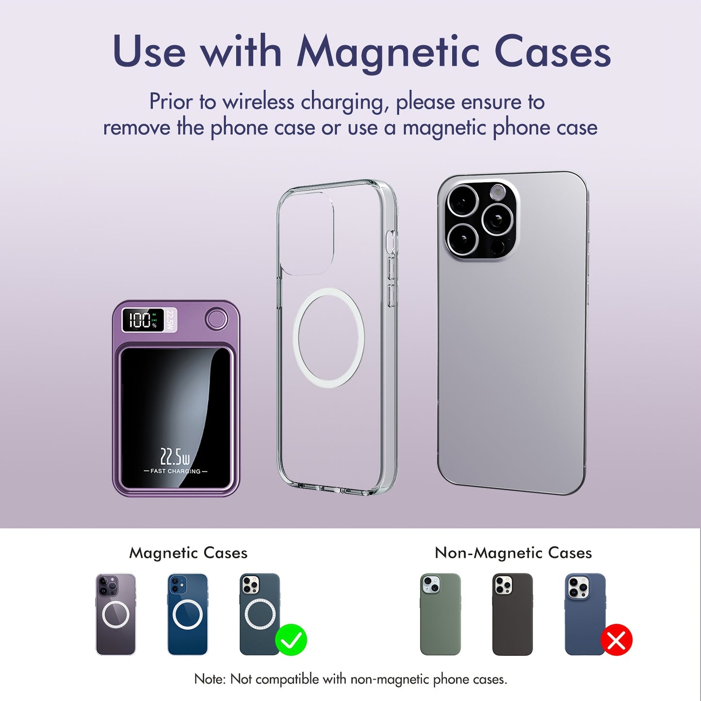 Sunthon Magnetic Wireless Charging Power Bank, 10000/5000mAh Portable Wireless Charger, 22.5W/PD20W Fast Charging Battery Pack, with LED Power Display, 2 Outputs And Dual Input External Battery Pack for iPhone 17/16/15/14/13/