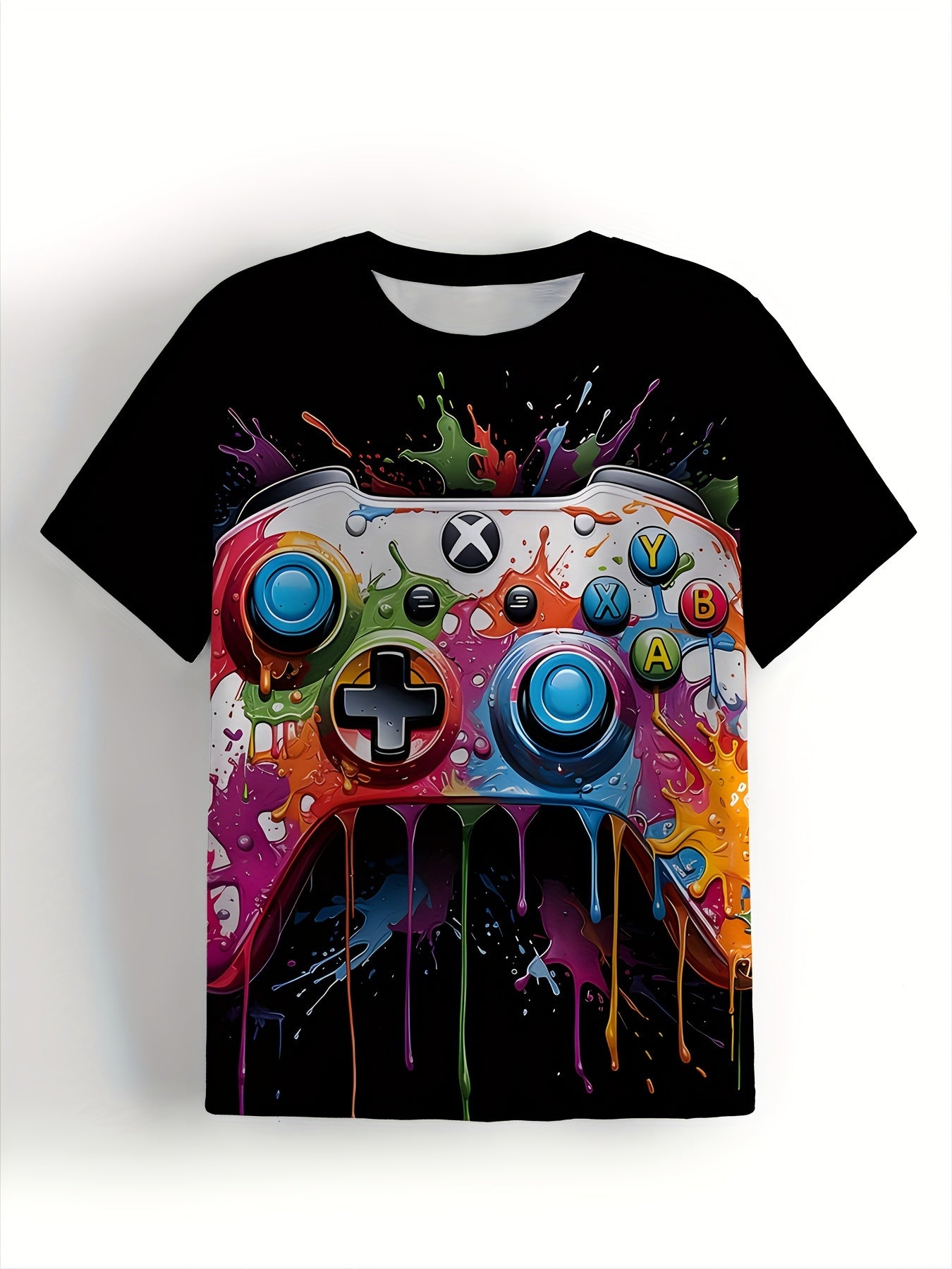 Colorful Game Console 3D Print T-Shirt, Tees For Boys, Casual Short Sleeve T-shirt For Summer Spring Fall