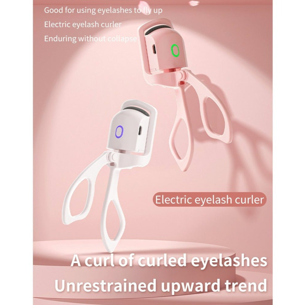1PC USB Rechargeable 30s Fast Heating Eyelash Curler, Pink/White Long-Lasting for Natural-Looking Lashes, 2 temperature options No Hurt.