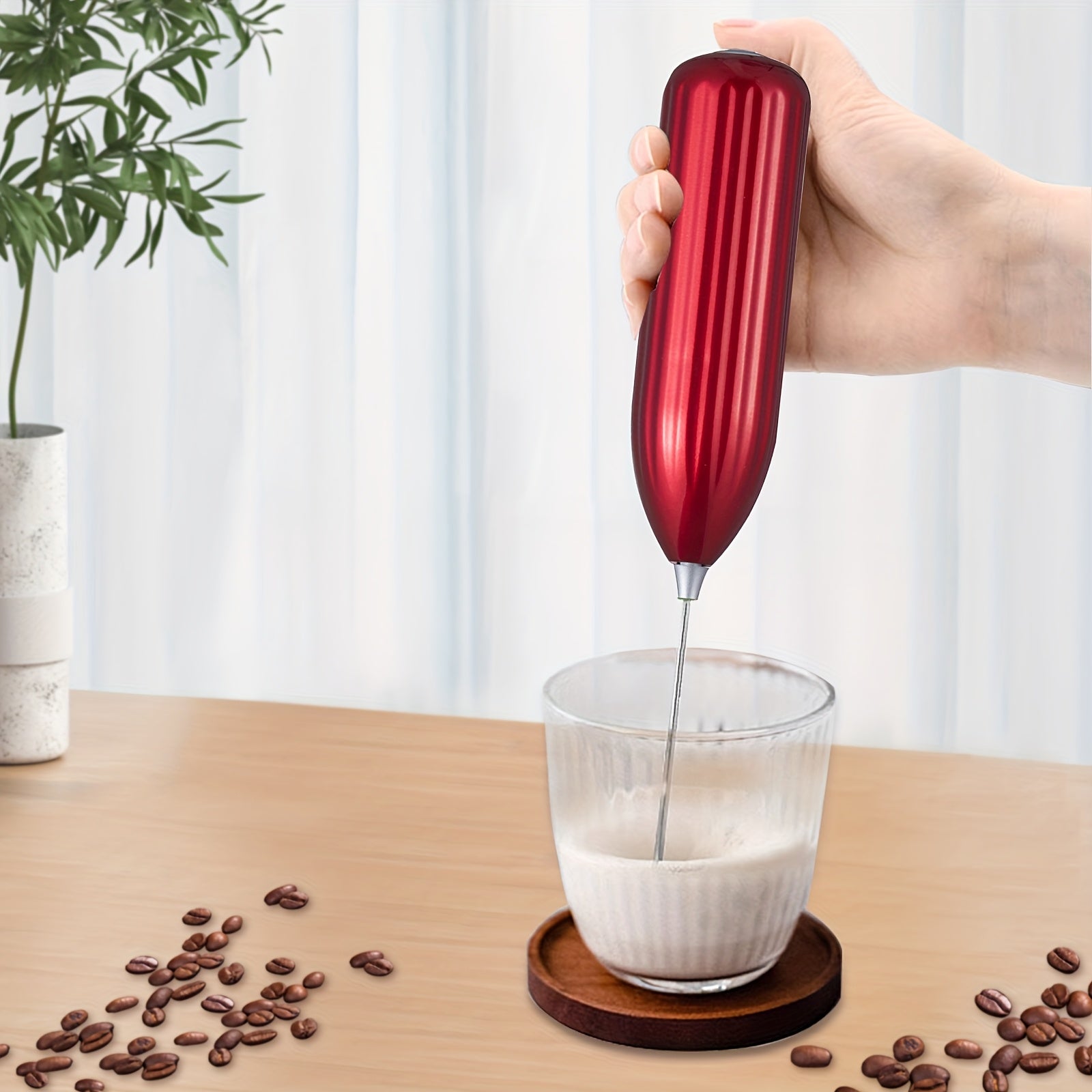 Professional Milk Frother & Foam Maker, Handheld Battery-Powered Whisk for Coffee, Latte, Cappuccino, Hot Chocolate, Portable Stainless Steel  Blender with 2 AA Batteries (Not Included) Barista-Grade Tool for Home, Travel & E