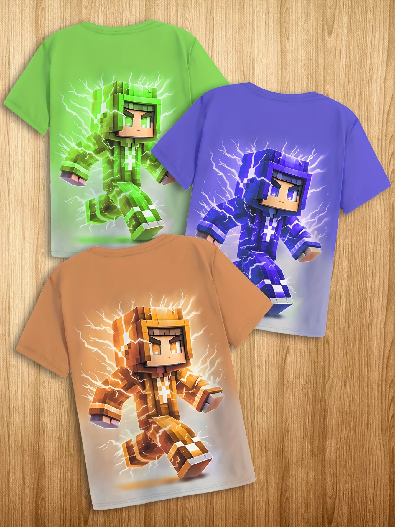 Multi-Pack Cartoon Robot Novelty Fashion T-Shirts, Short Sleeve Tees for Spring/Summer/Autumn