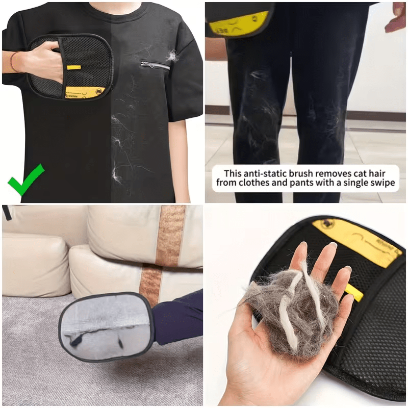Pet Hair Removal Glove, 2-Pack - Static Control for Cats & Dogs | Effectively Removes Fur/Dander From Clothes | Essential Grooming Tool, Stylish Pet Accessory & Home Cleaning Helper