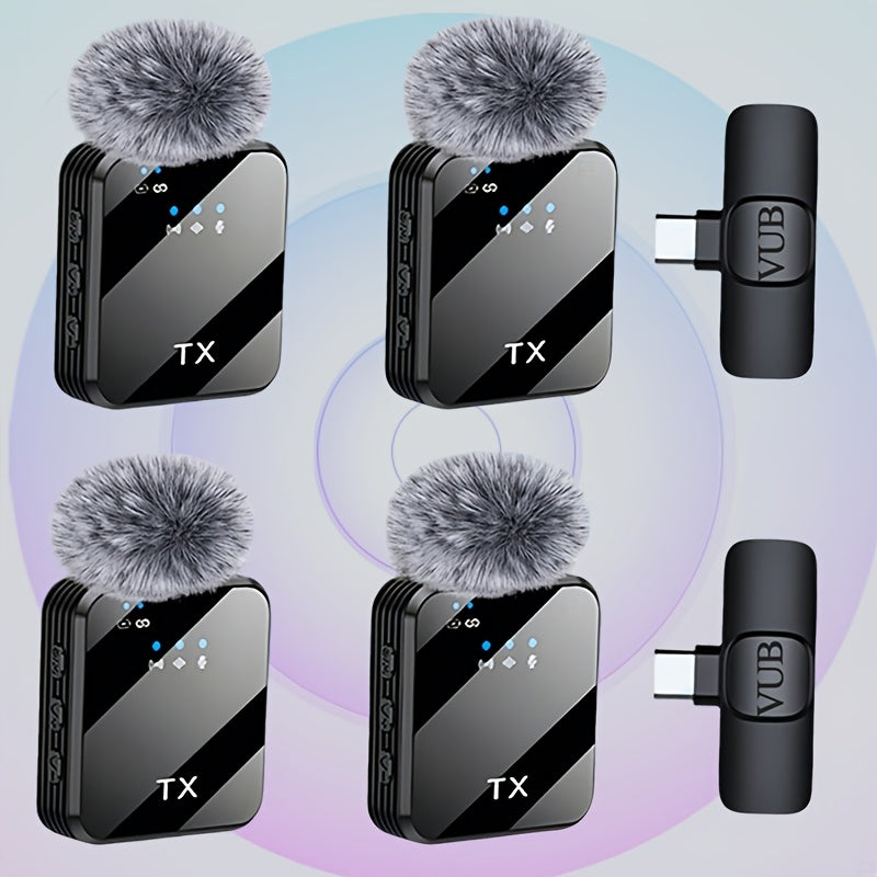 A Professional Wireless Lavalier Microphone Featuring Smart Noise Reduction, an Omnidirectional Condenser Mic, And a Windproof Pom-Pom. This 2-In-1 Wireless Lavalier Mic Is Ideal for Capturing Content Such As Live Streams, In