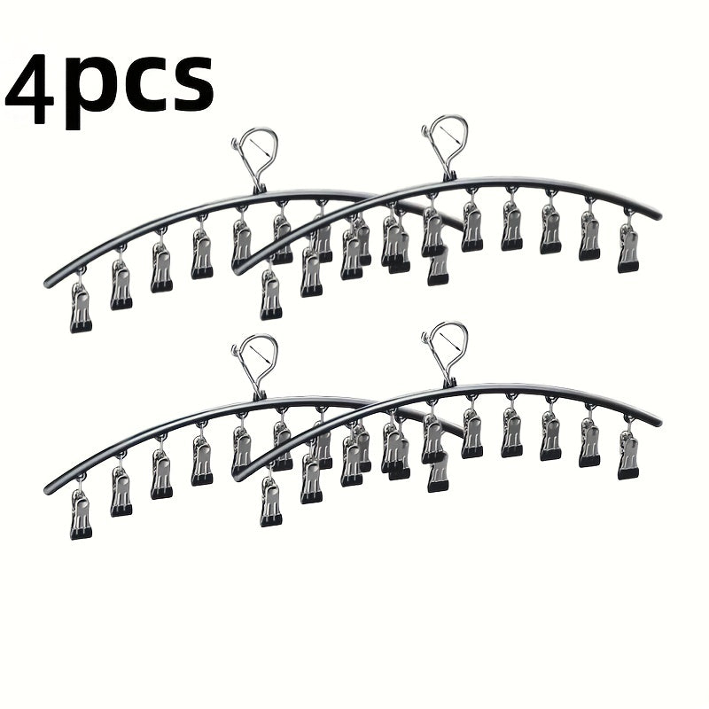 Space-Saving Stainless Steel Hanger With 10 Clips - 6pcs/4pcs/2pcs/1pc - Easy Install - Wall-Mounted Organizer For Cars - Clothes Hangers For Yoga Pants, Leggings& Socks