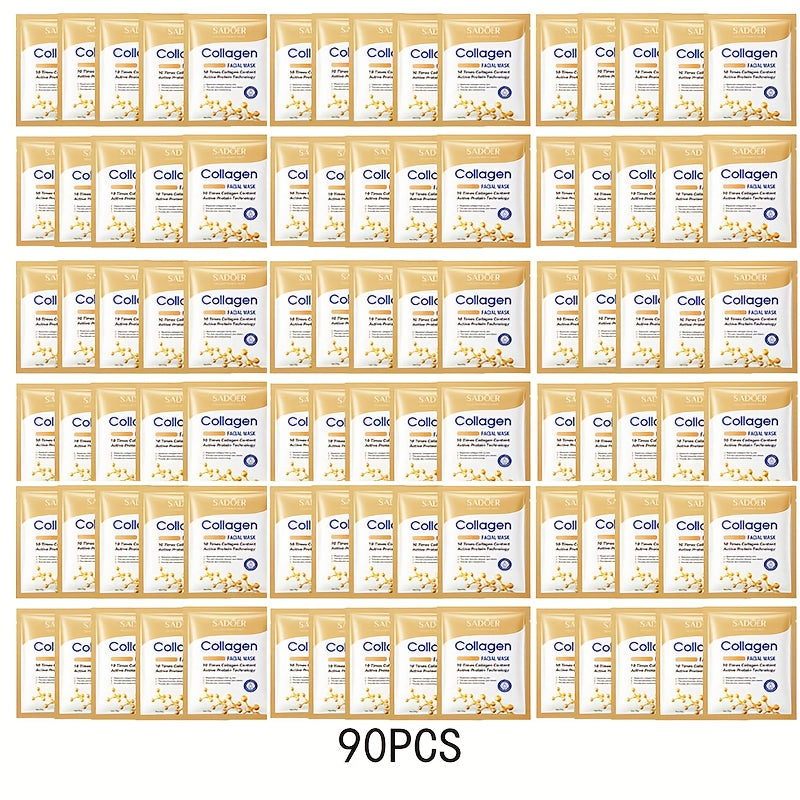 SADOER 10/30/90pcs Collagen Facial Masks - Deep Moisturizing, Firming, Alcohol-Free, Fragrance-Free, 16% Collagen for All Skin Types Halloween Christmas Gifts