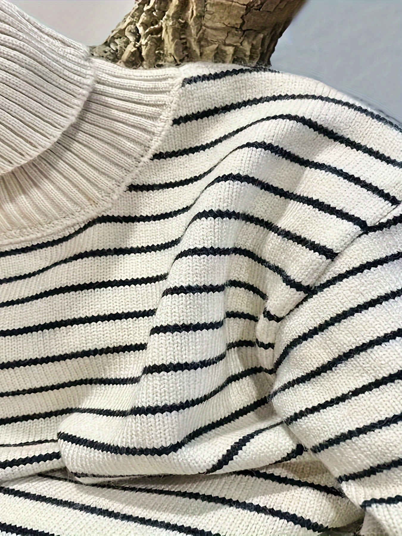 Kids Striped Knit Pullover Sweater - Polyester Blend Crew Neck Jumper with Medium Stretch for Boys & Girls Aged 3+