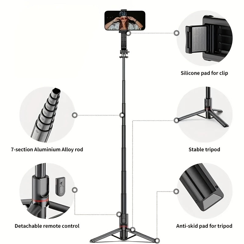 40" Selfie Stick Tripod with Wireless Remote – 360° Rotating Expandable Phone Tripod for iPhone & Android