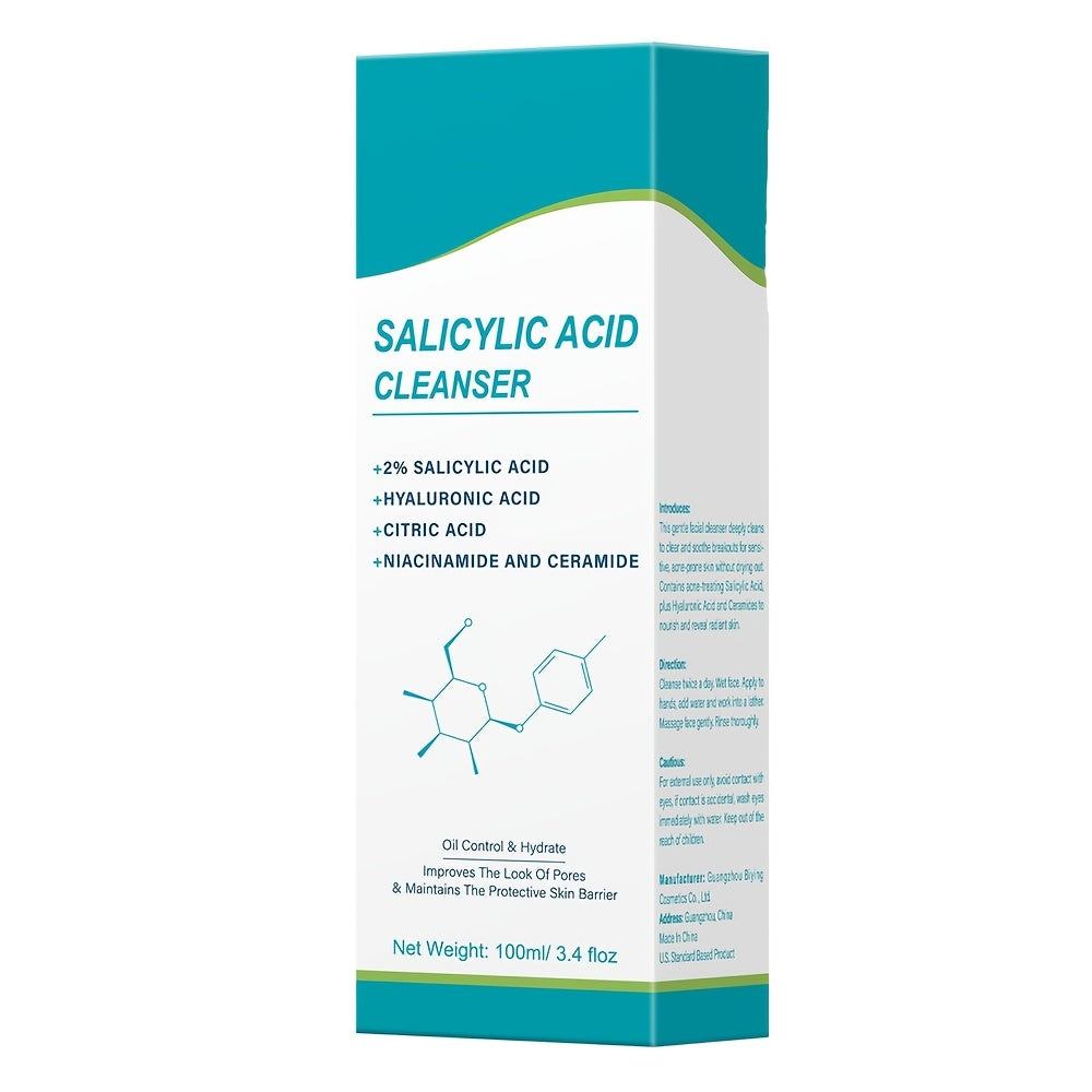 Irev Salicylic Acid Cleanser, Moisturizing Facial Wash, with Hyaluronic Acid, Niacinamide, Citric Acid, And Ceramide, for Deep Cleansing, Unisex, Fresh Scent, Paraben-Free