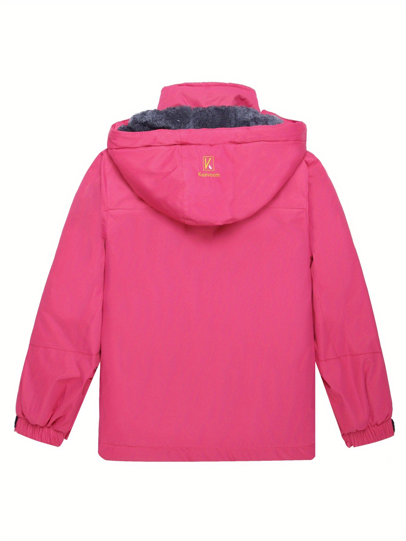 Waterproof Girl's Winter Ski Jacket, Fleece Snow Coat with Removable Hood, Windproof and Warm for Snowboarding