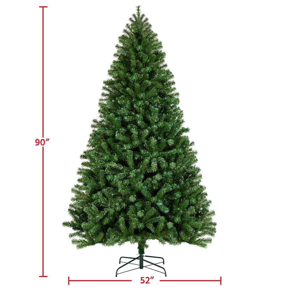 Costoffs 4ft/4.5ft/6ft/7.5ft/9ft/12ft Christmas Tree Hinged Prelighted Pine Tree for Home Party Holiday Decoration with Lights, Easy Assembly, Metal Hinges & Foldable Base