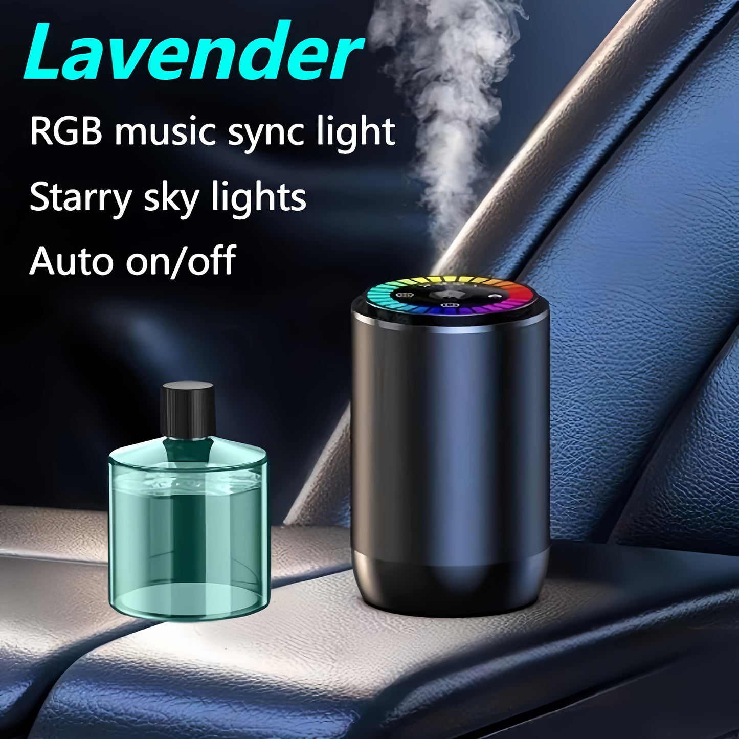 Smart Car Air Freshener with Aromatherapy Features, Featuring a Dynamic Light Display And a Starry Sky Mode. It Uses Natural French Scented Essential Oils Or Perfumes, Allows for Adjustable Fragrance Strength