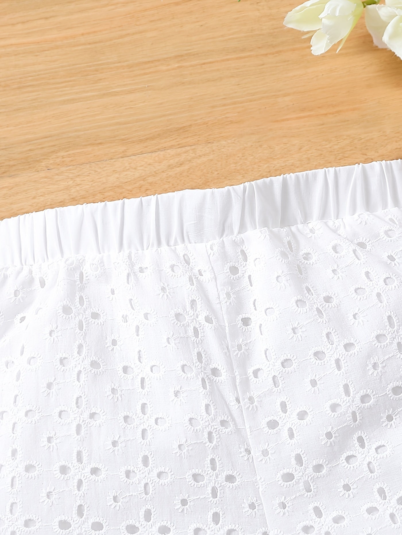 Cute Toddler Girls' Lace Shorts - Elastic Waist, Solid Color, Casual Wear for Summer, Comfortable, Breathable, Soft Fabric