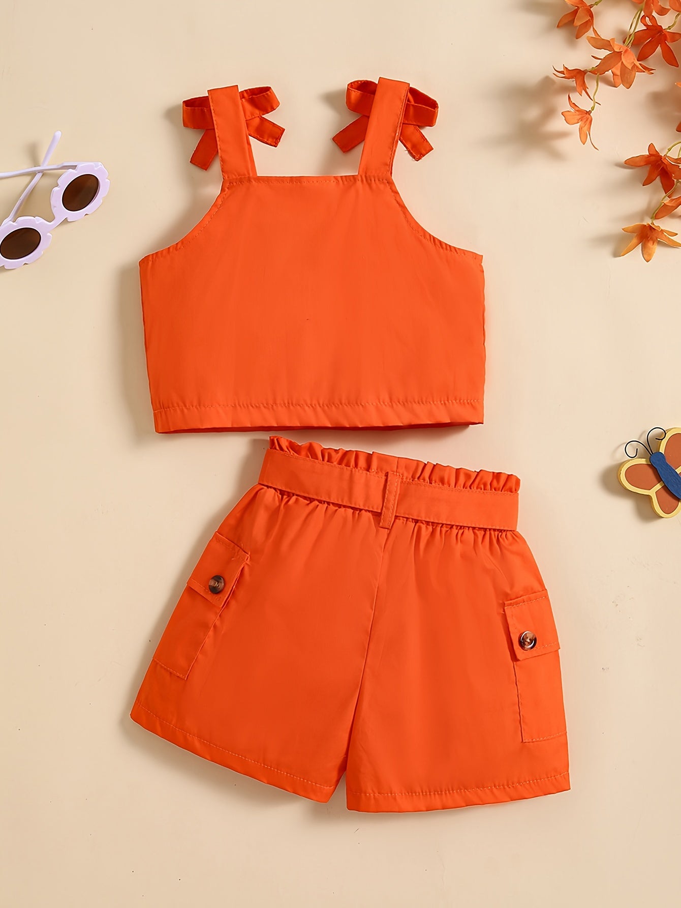 For Summer Holiday Girls Casual Cute Cami Top & Shorts Set Trendy Outdoor Clothes