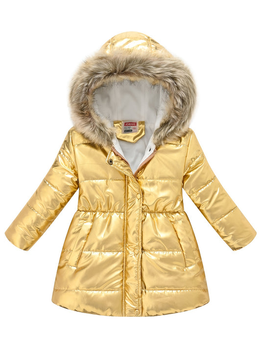 Thickened Down Alternative Girls Dressy Cute Hooded Jacket, Padded Thermal Outwear For Winter