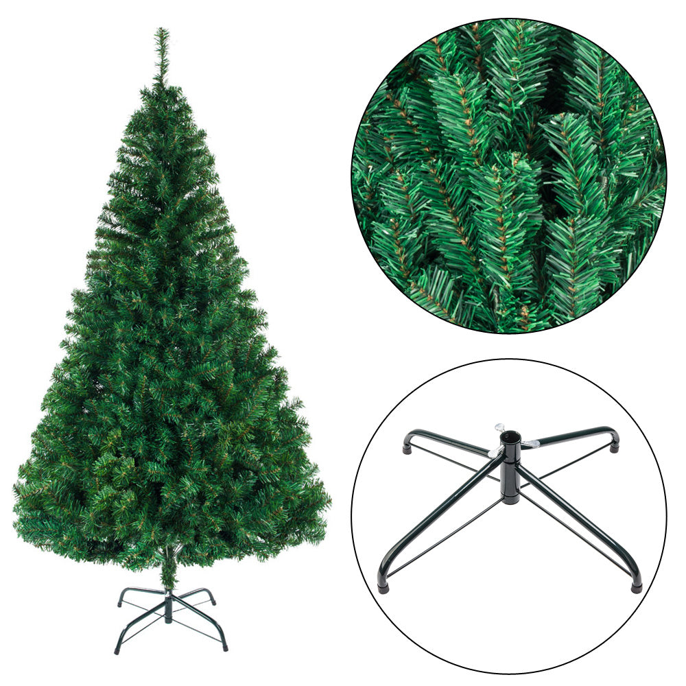 8ft Premium PVC Christmas Tree with 1454 Branch Tips - Durable, Vibrant Light Green Artificial Holiday Decor for Home & Office, Includes Metal Stand & Storage Bag, Christmas Decor