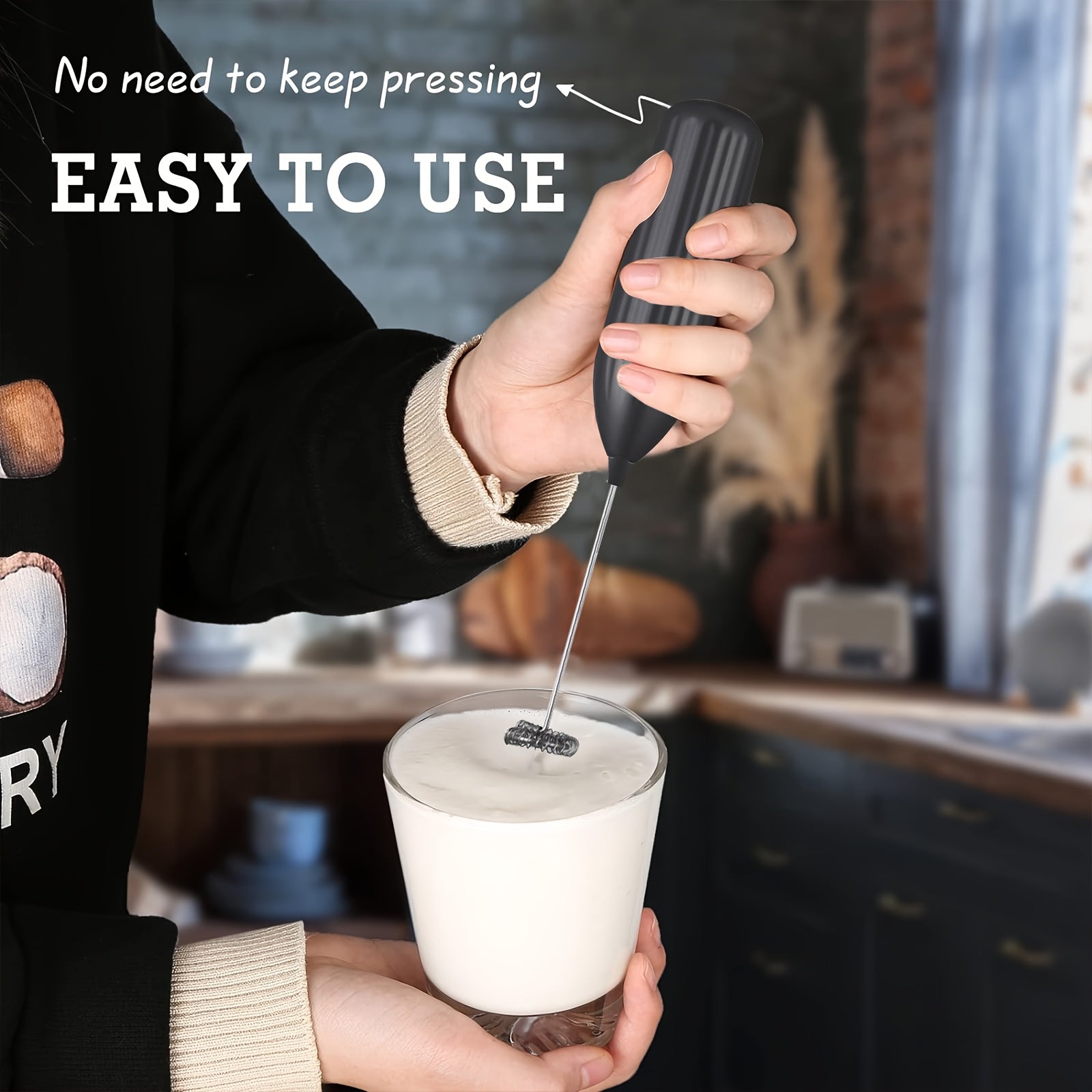Professional Milk Frother & Foam Maker, Handheld Battery-Powered Whisk for Coffee, Latte, Cappuccino, Hot Chocolate, Portable Stainless Steel  Blender with 2 AA Batteries (Not Included) Barista-Grade Tool for Home, Travel & E