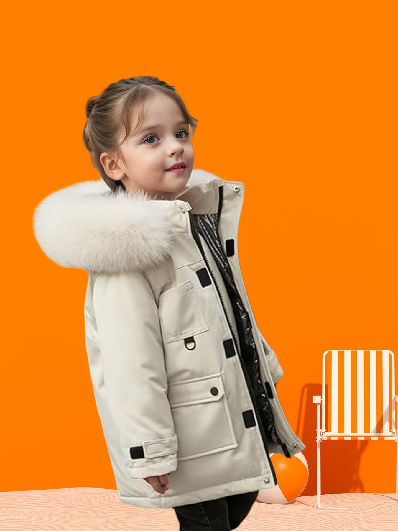 2025 Kids’ Winter Down Jacket – Geometric Hooded Duck Feather Coat with Pockets