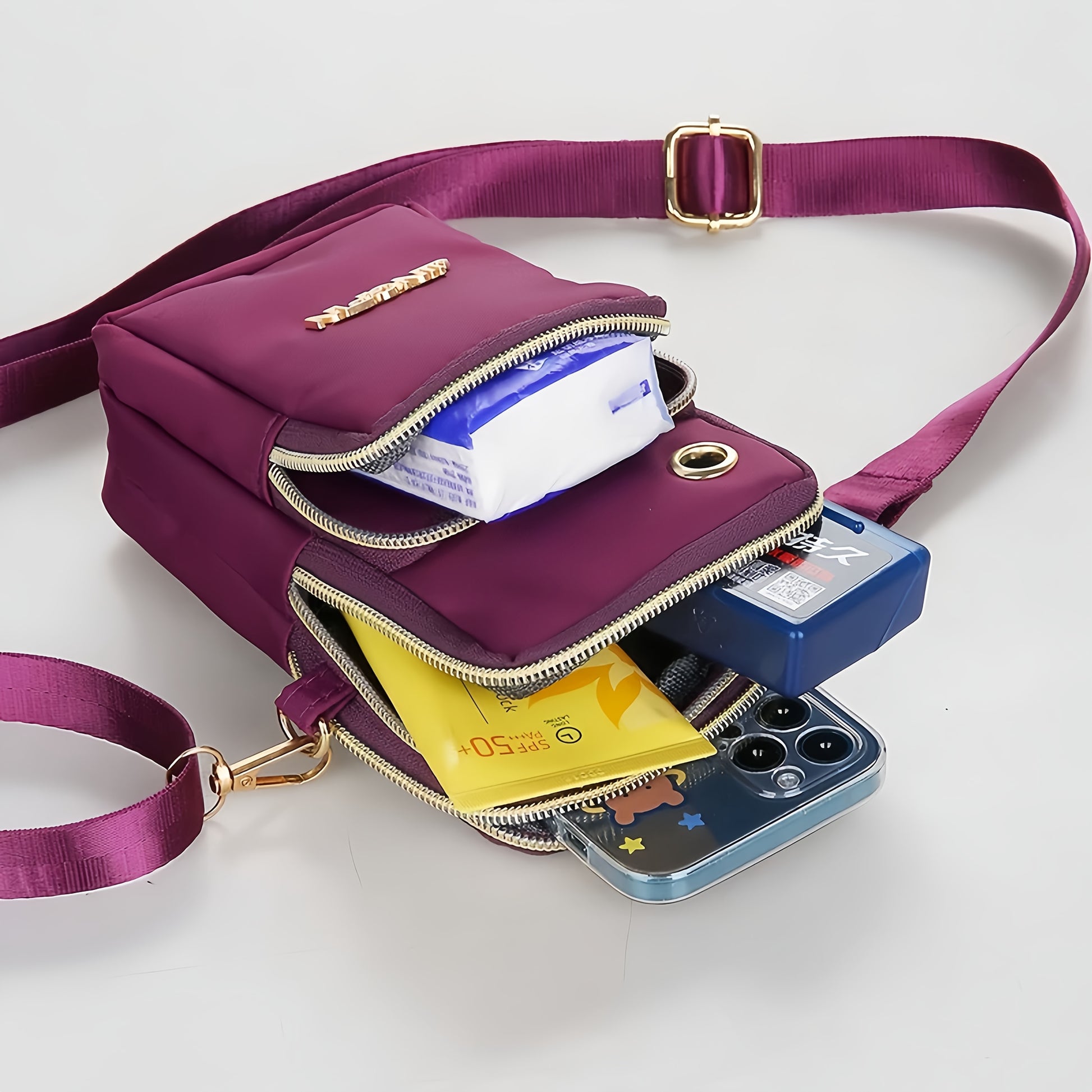 Fashionable nylon crossbody bag, adjustable shoulder strap, portable wrist wallet and card bag, multifunctional shoulder bag suitable for daily use, durable and wear-resistant Women's handbag