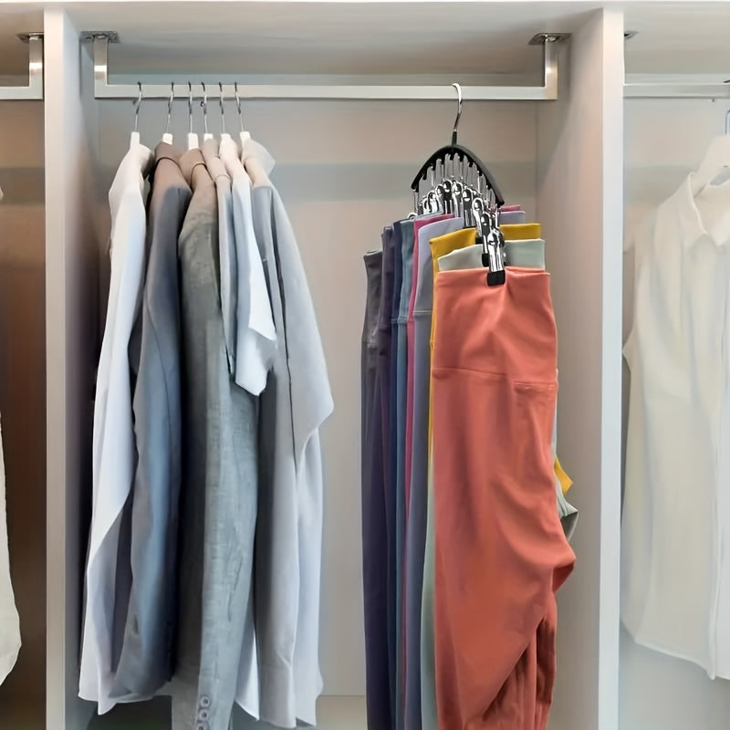 Space-Saving Stainless Steel Hanger With 10 Clips - 6pcs/4pcs/2pcs/1pc - Easy Install - Wall-Mounted Organizer For Cars - Clothes Hangers For Yoga Pants, Leggings& Socks