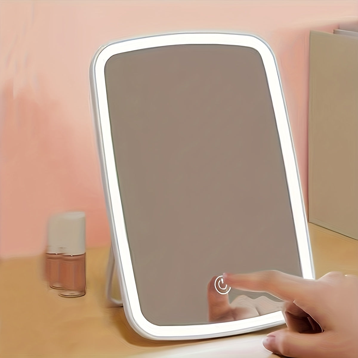 LED Makeup Mirror with Touch Sensor, Portable Folding Desktop Cosmetic Mirror, 3 Lighting Modes - White, Daylight and Warm Light, Adjustable Brightness, USB Charging, Compact for Travel, Gift for Ladies, Girls' Makeup Mirror,
