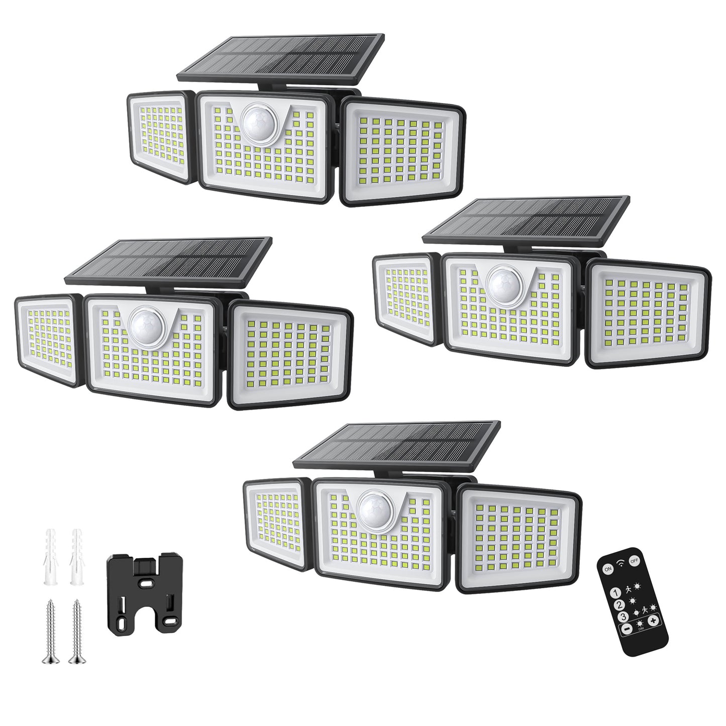 2500 Lm Solar Lights for Outdoors with Motion Sensor | 3- 270° Wide Angle Street Area Lights, IP65 Waterproof, 3 Modes, Remote Control, Suitable for Yard, Patio, Garage, Street, and More